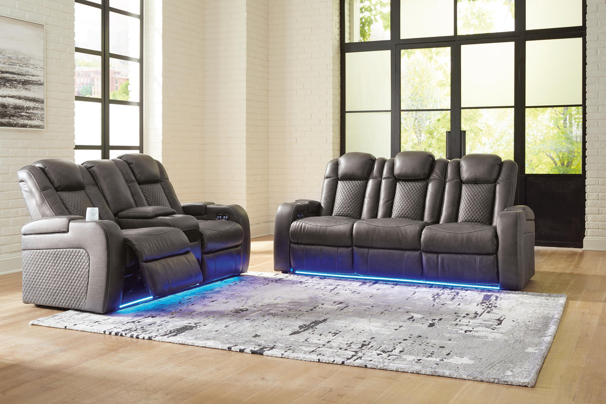 Fyne-Dyme Power Reclining Sofa and Loveseat - Shadow (1)
