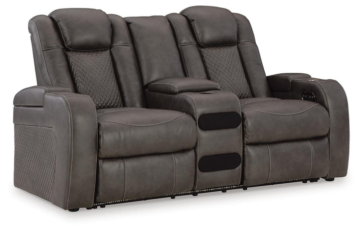 Fyne-Dyme Power Reclining Loveseat with Console - Dark Gray (1)