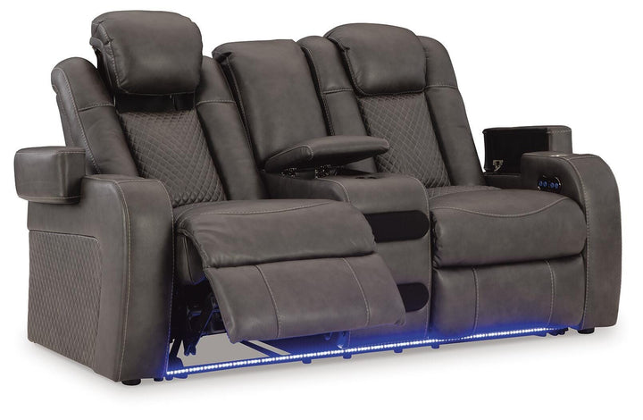 Fyne-Dyme Power Reclining Loveseat with Console - Dark Gray (3)
