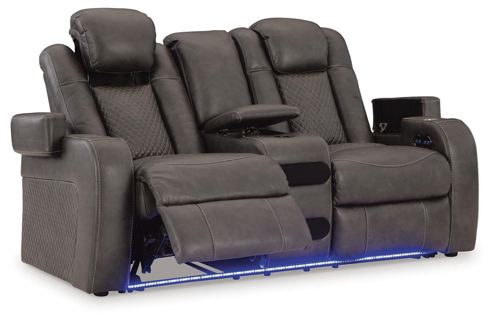 Fyne-Dyme Power Reclining Loveseat with Console - Dark Gray (3)