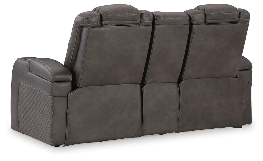 Fyne-Dyme Power Reclining Loveseat with Console - Dark Gray (6)
