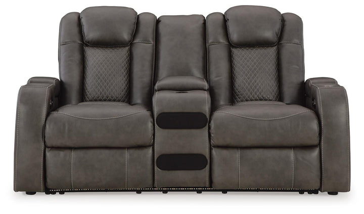 Fyne-Dyme Power Reclining Loveseat with Console - Dark Gray (4)
