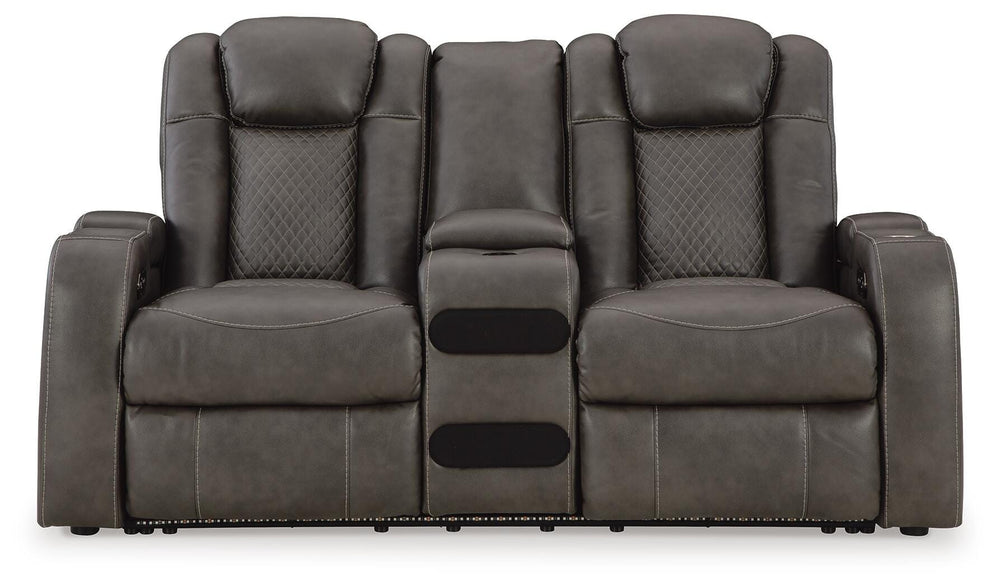 Fyne-Dyme Power Reclining Loveseat with Console - Dark Gray (4)