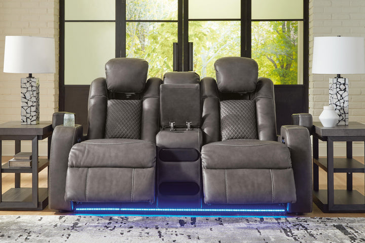 Fyne-Dyme Power Reclining Loveseat with Console - Dark Gray (7)