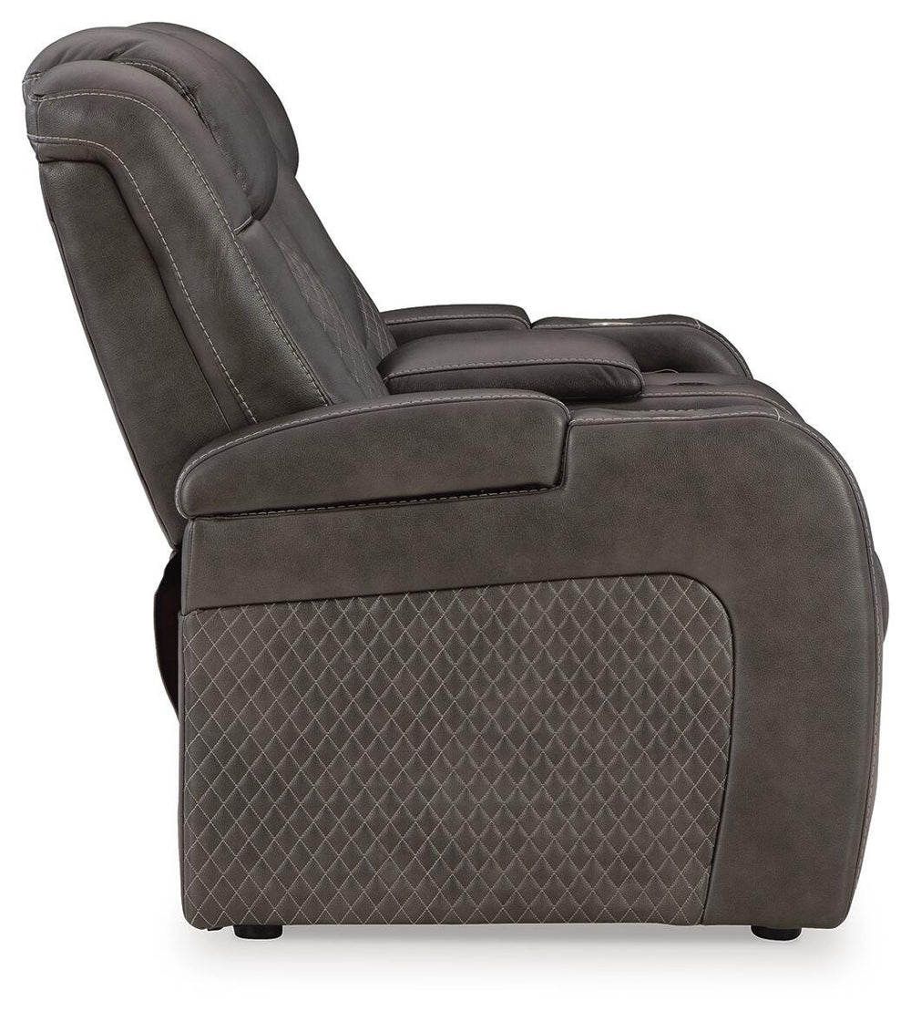 Fyne-Dyme Power Reclining Loveseat with Console - Dark Gray (5)