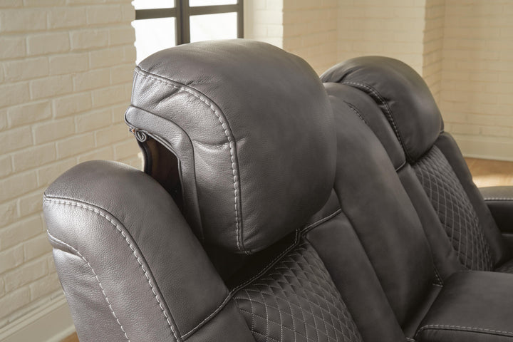 Fyne-Dyme Power Reclining Loveseat with Console - Dark Gray (10)