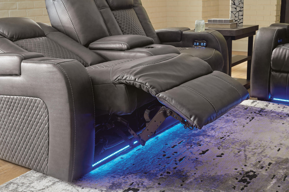 Fyne-Dyme Power Reclining Loveseat with Console - Dark Gray (12)