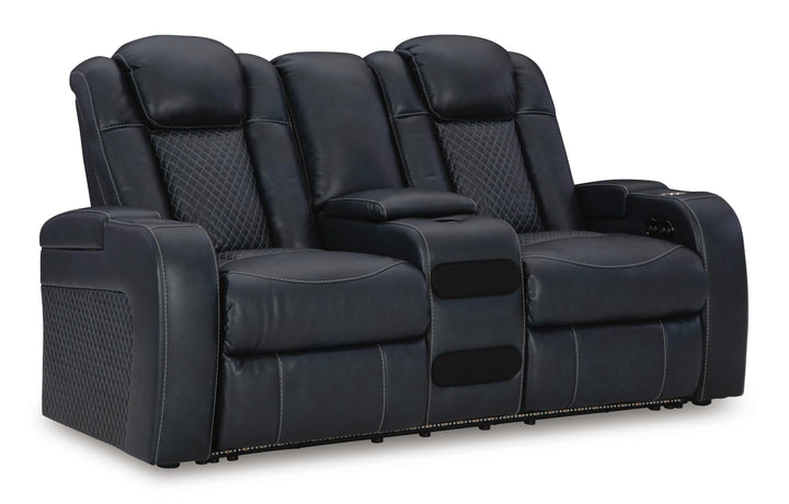 Fyne-Dyme Power Reclining Loveseat with Console - Blue (1)