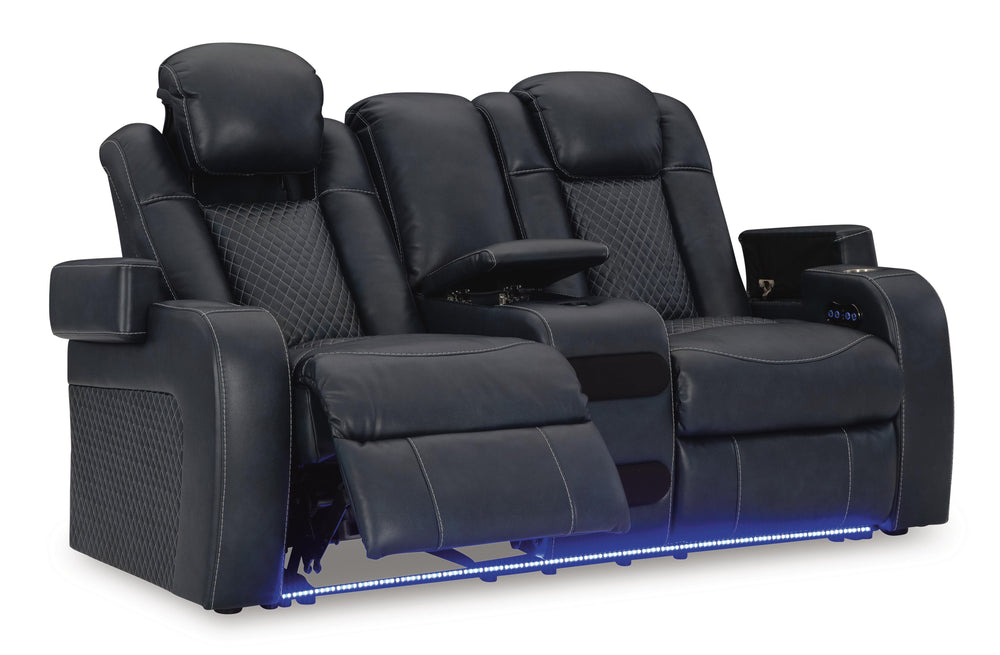 Fyne-Dyme Power Reclining Loveseat with Console - Blue (3)