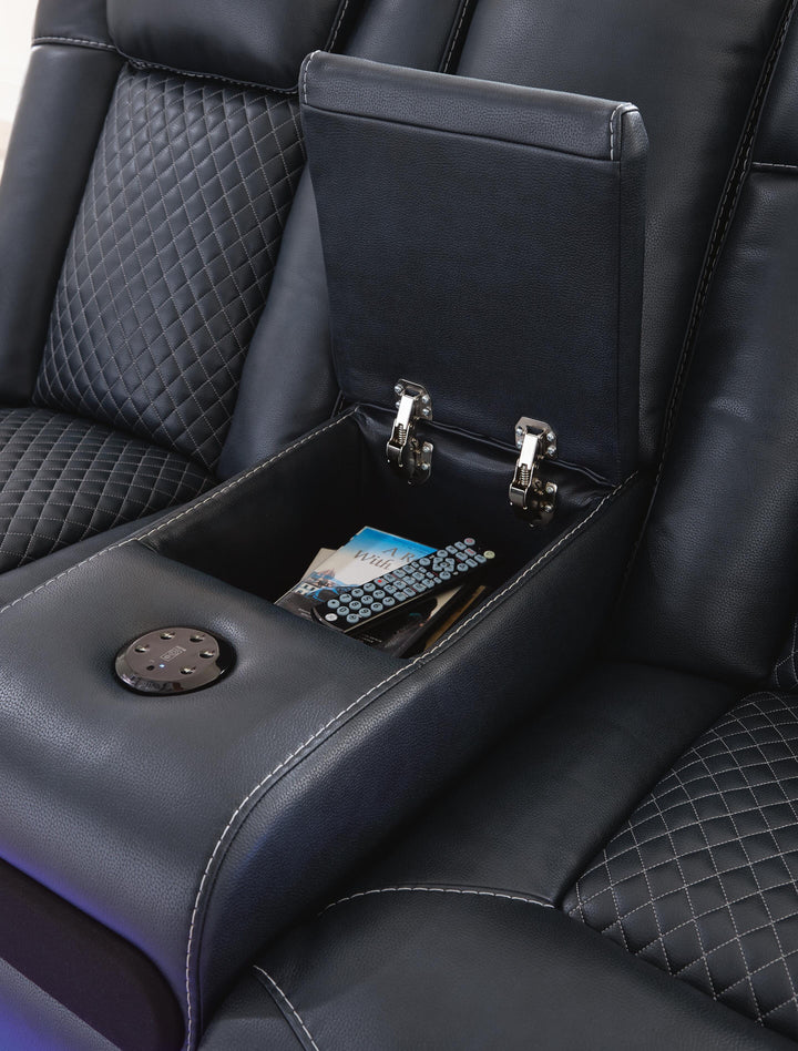 Fyne-Dyme Power Reclining Loveseat with Console - Blue (9)