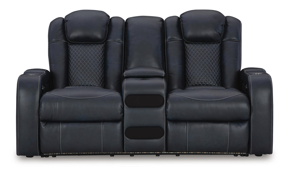 Fyne-Dyme Power Reclining Loveseat with Console - Blue (5)