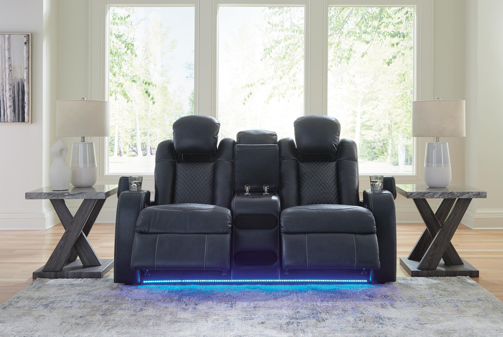 Fyne-Dyme Power Reclining Loveseat with Console - Blue (8)