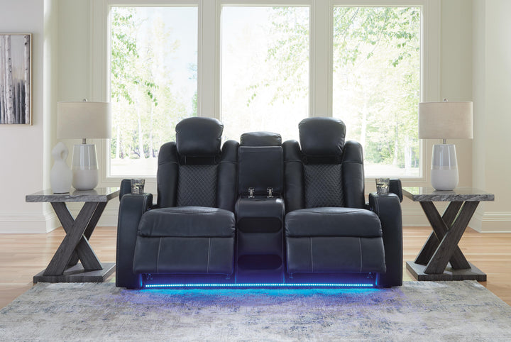 Fyne-Dyme Power Reclining Loveseat with Console - Blue (8)
