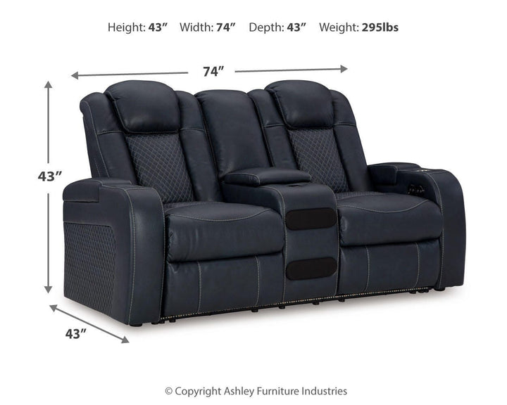 Fyne-Dyme Power Reclining Loveseat with Console - Blue (4)