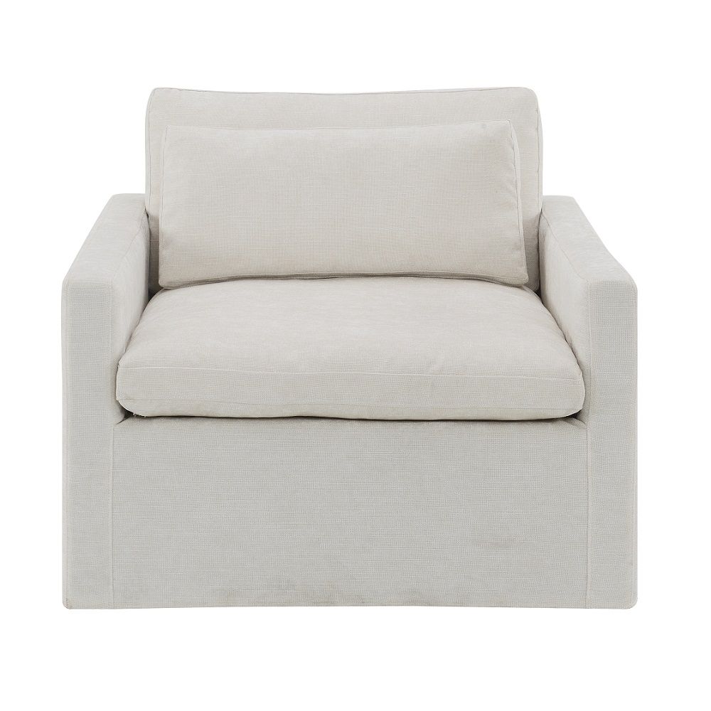 Frederick - Swivel Chair With Pillow - Ivory Fabric