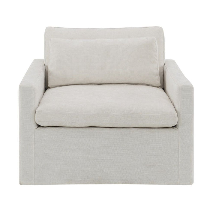 Frederick - Swivel Chair With Pillow - Ivory Fabric
