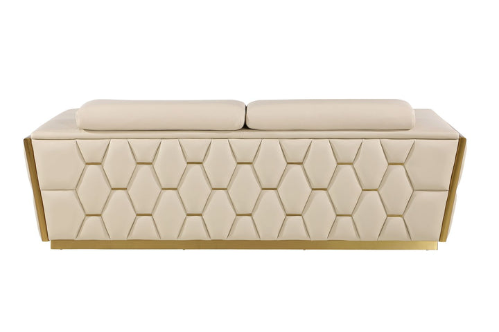 DivanItalia 1111 Sofa with Adjustable Headrest in Top-Grain Italian Leather - Cream