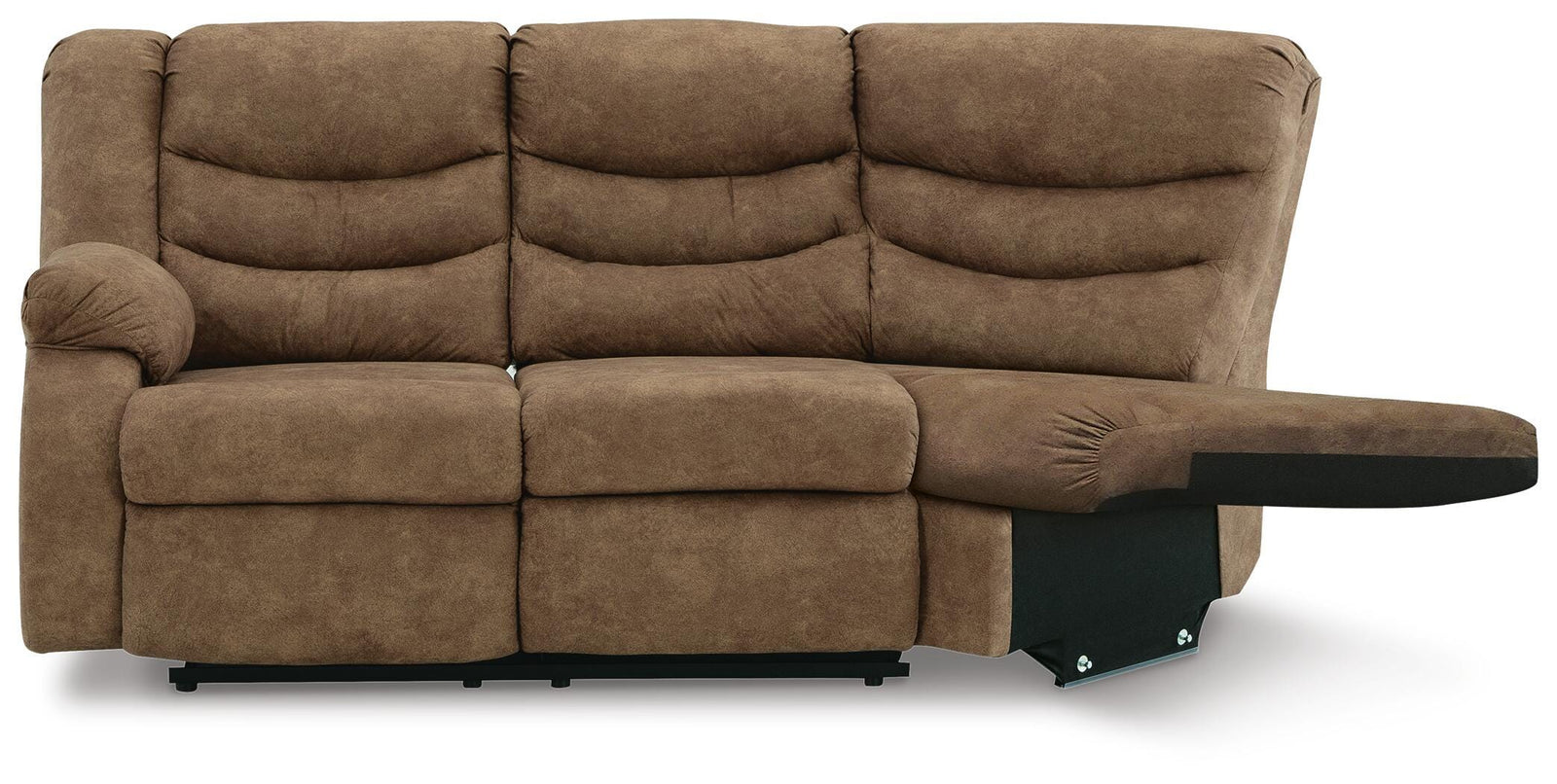 Partymate Left-Arm Facing Reclining Loveseat with Half Wedge - Light Brown (1)