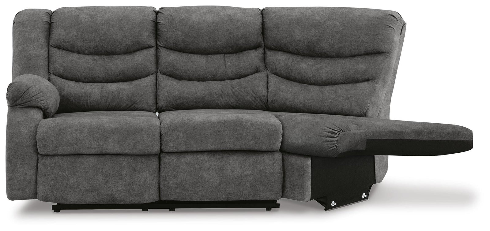 Partymate Left-Arm Facing Reclining Loveseat with Half Wedge - Dark Gray (1)