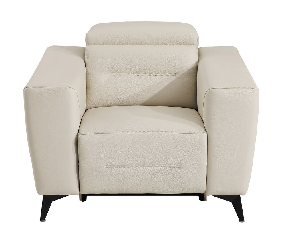 DivanItalia 989 Power Reclining 3-Piece Sofa Set with Power Headrest in Top-Grain Italian Leather - Beige