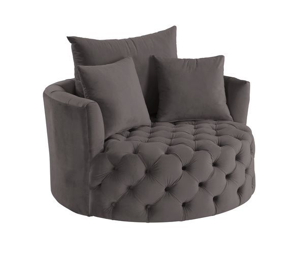 Zunyas - Accent Chair With Swivel - Gray Velvet