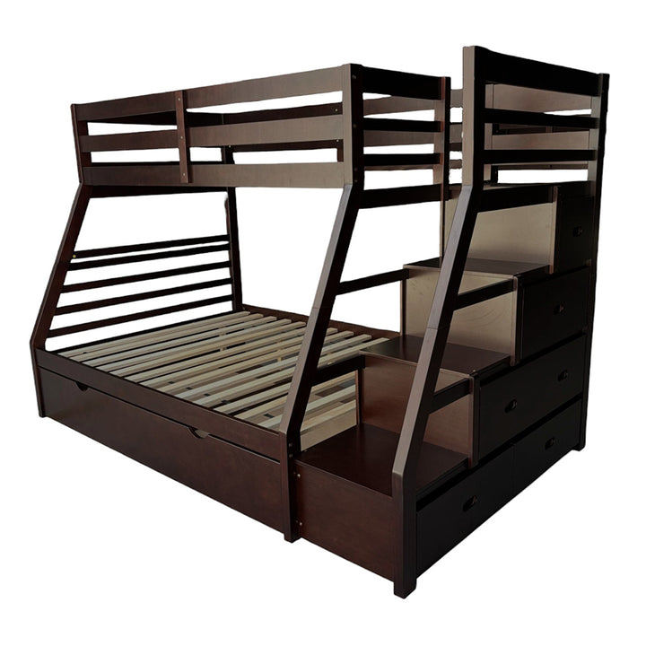 Jason Twin/Full Bunk Bed with Trundle &amp; Storage in Espresso