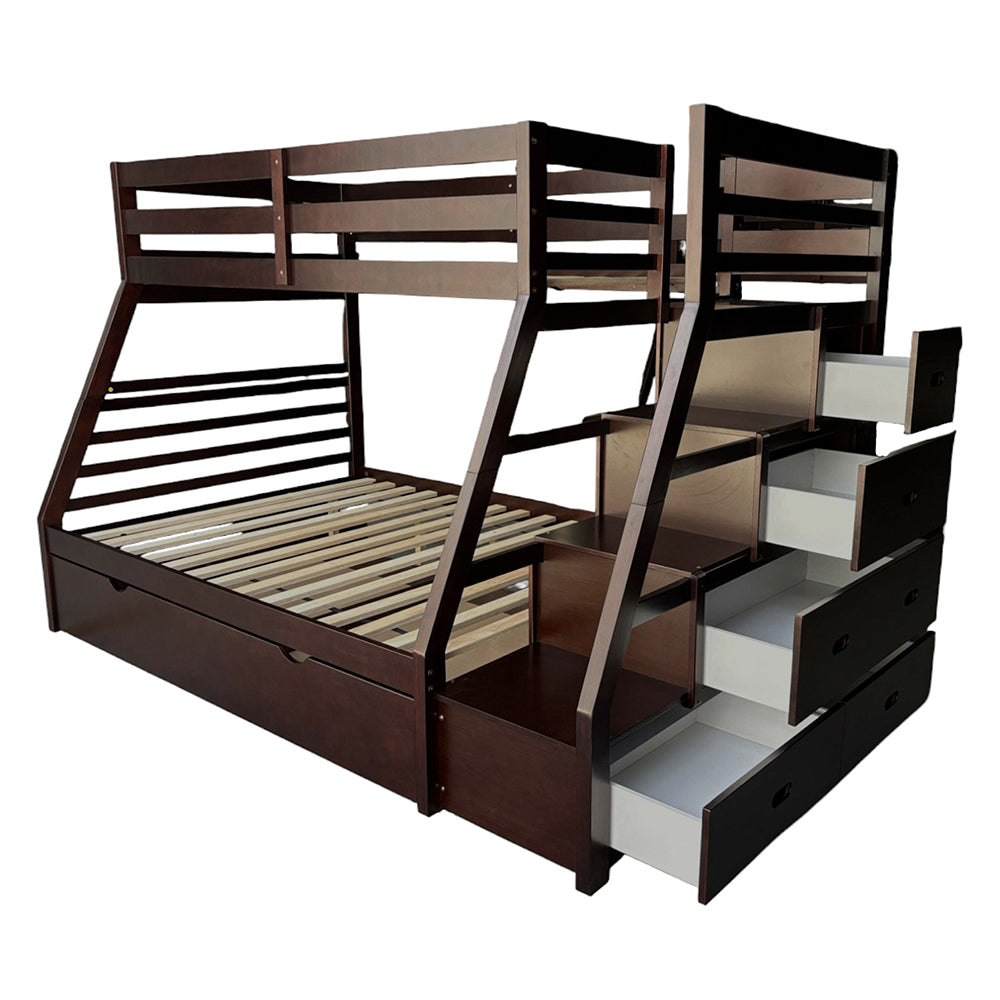 Jason Twin/Full Bunk Bed with Trundle & Storage in Espresso