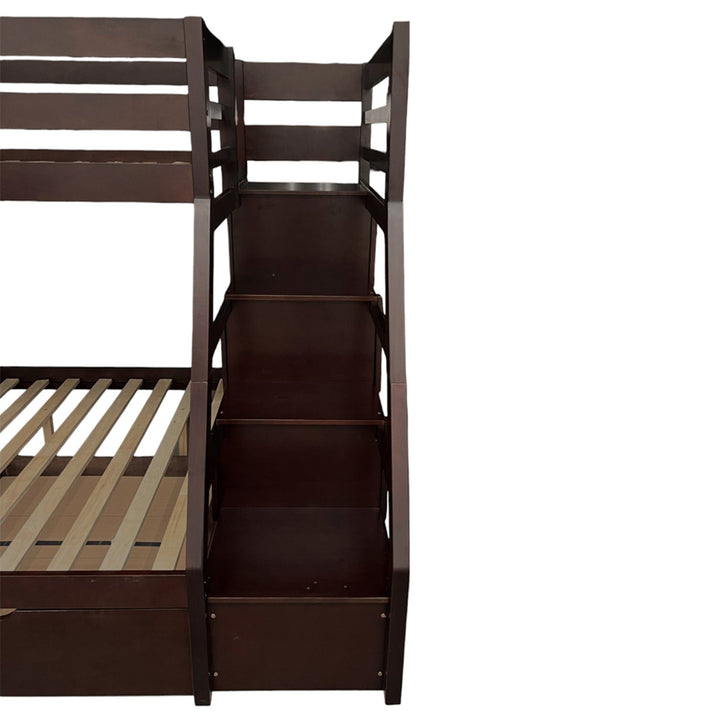 Jason Twin/Full Bunk Bed with Trundle &amp; Storage in Espresso