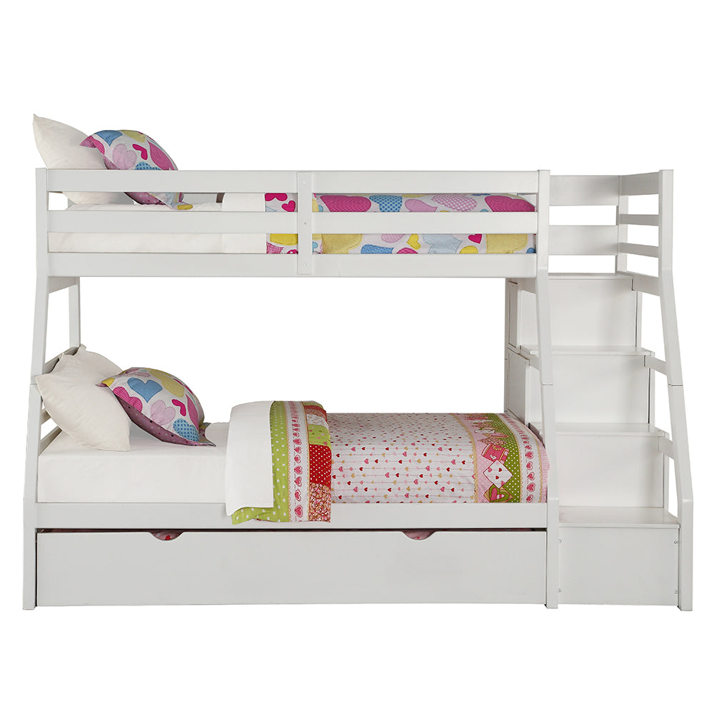 Jason Twin/Full Bunk Bed with Trundle & Storage in White