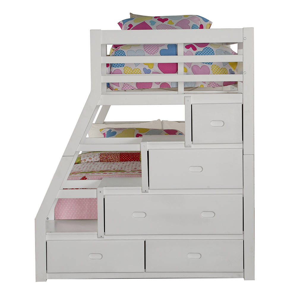 Jason Twin/Full Bunk Bed with Trundle & Storage in White