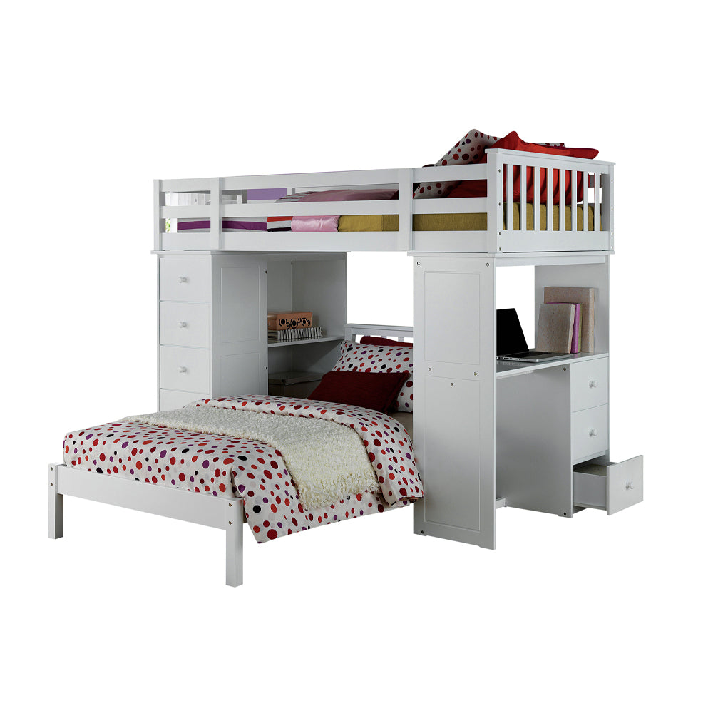 Freya Twin Loft Bed with Storage in White