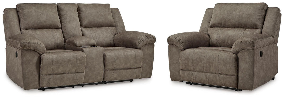 Laresview Reclining Loveseat and Oversized Recliner - Fossil (1)