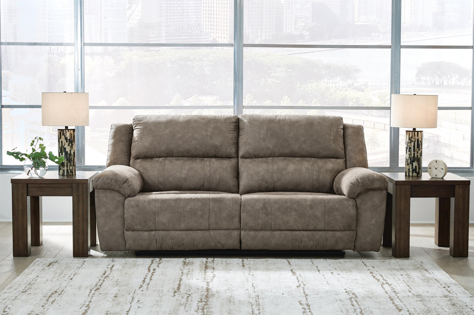 Laresview Reclining Sofa - Dark Brown (2)