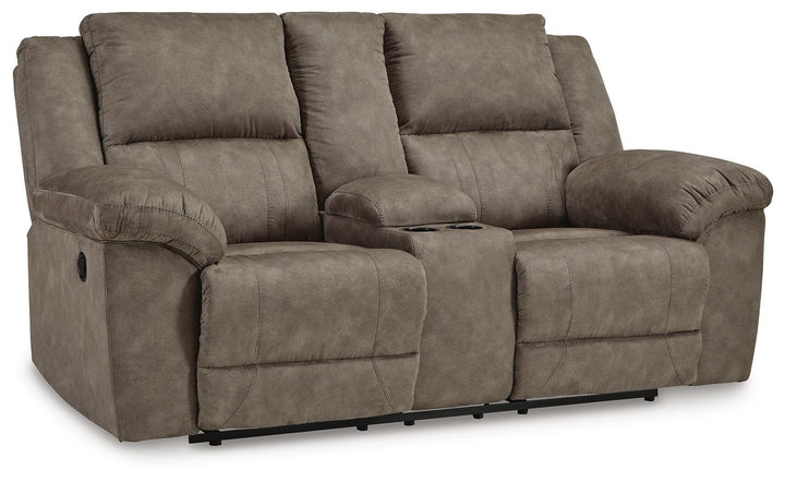 Laresview Reclining Loveseat with Console - Dark Brown (1)