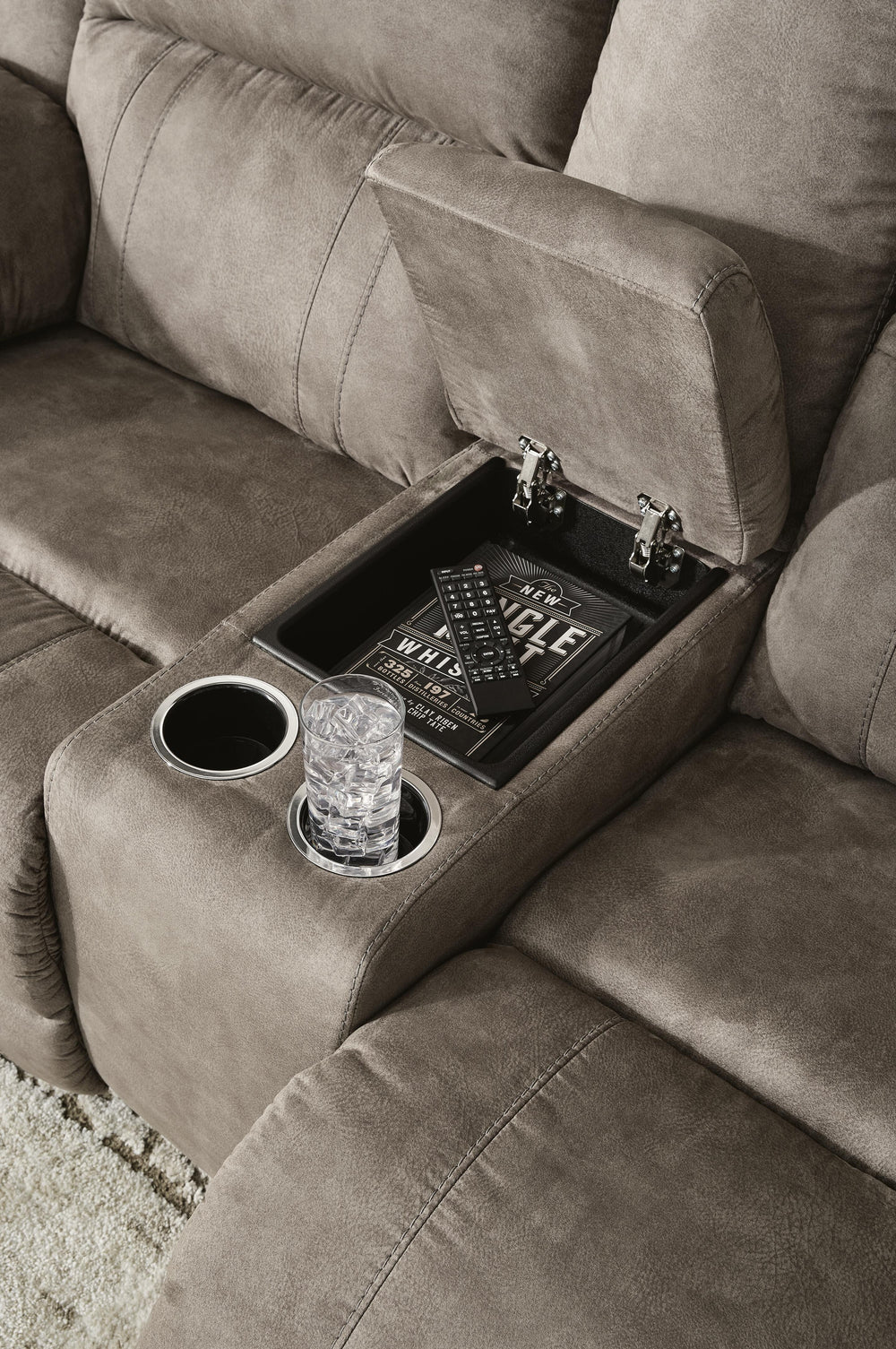 Laresview Reclining Loveseat with Console - Dark Brown (7)