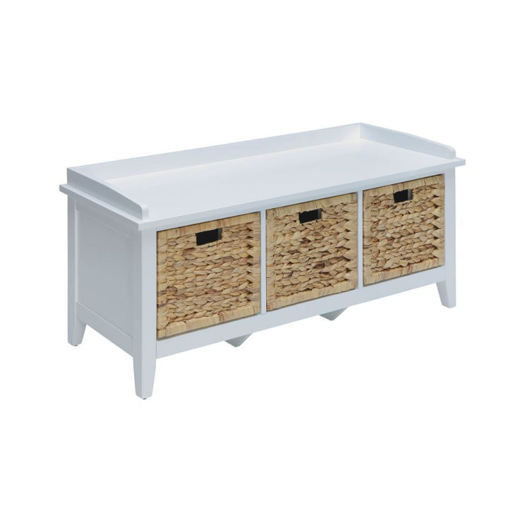 Flavius - Bench With Storage - Rattan & White