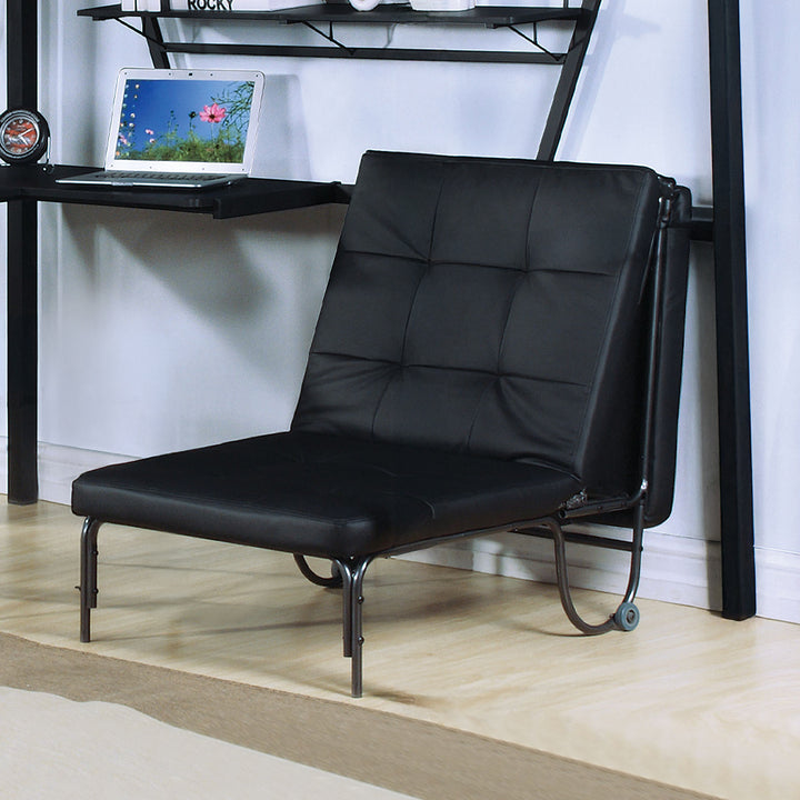 Senon Adjustable Chair (Futon) in Silver &amp; Black Finish