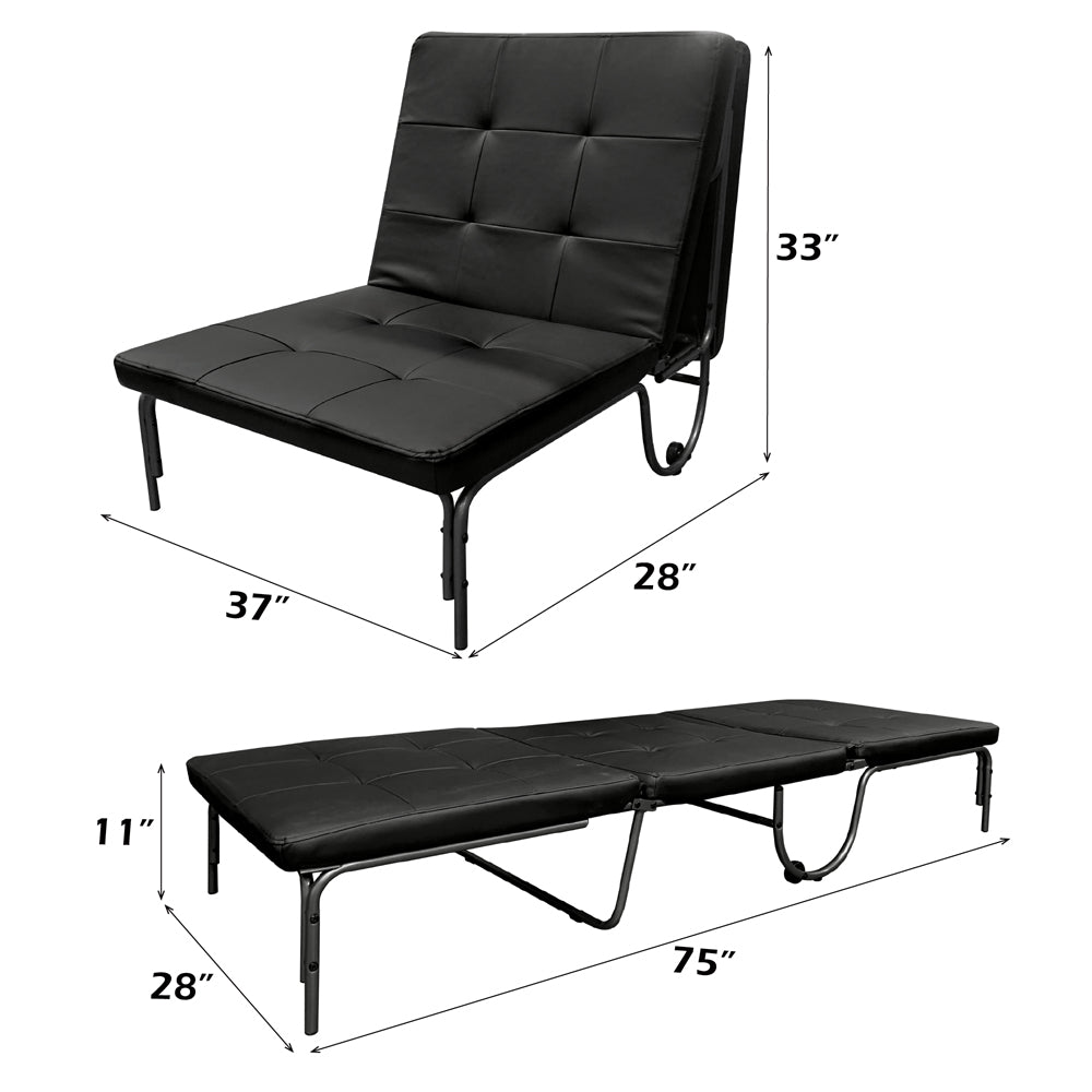 Senon Adjustable Chair (Futon) in Silver & Black Finish - dimensions