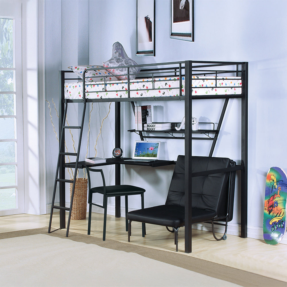 Senon Adjustable Chair (Futon) in Silver & Black Finish - lifestyle