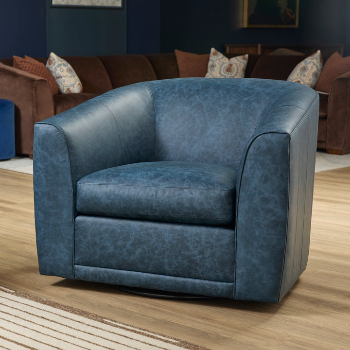 Jewel Fabric &amp; Leather Swivel Chair