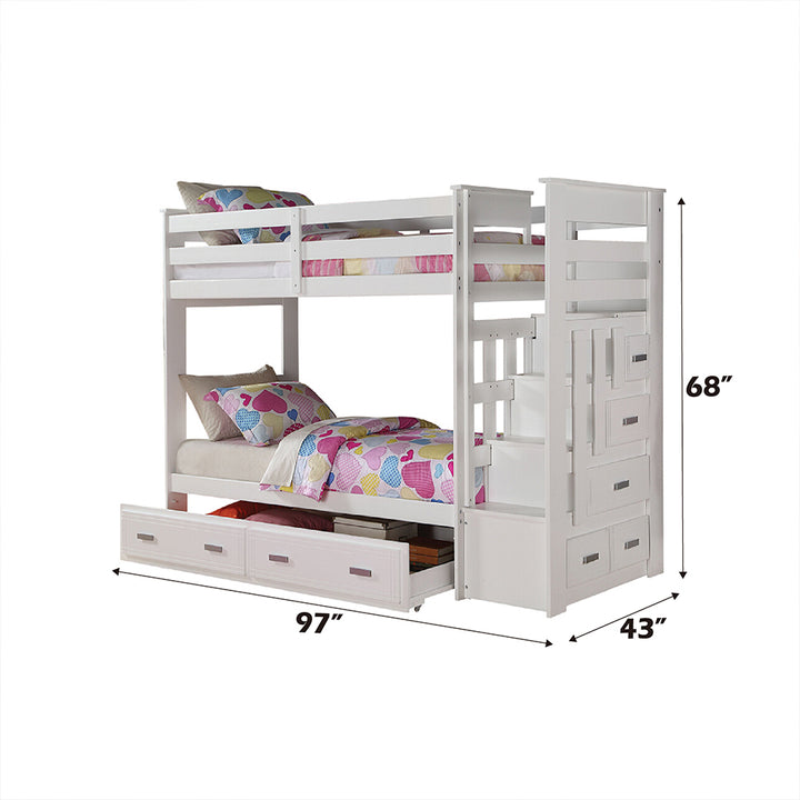 Allentown Twin/Twin Bunk Bed with Trundle &amp; Storage in White