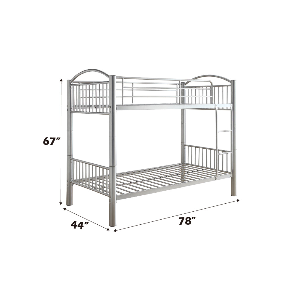 Cayelynn Twin/Twin Bunk Bed in Silver - dimensions
