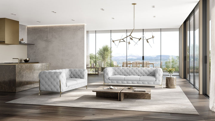 DivanItalia 970 2-Piece Sofa Set in Top-Grain Italian Leather - White