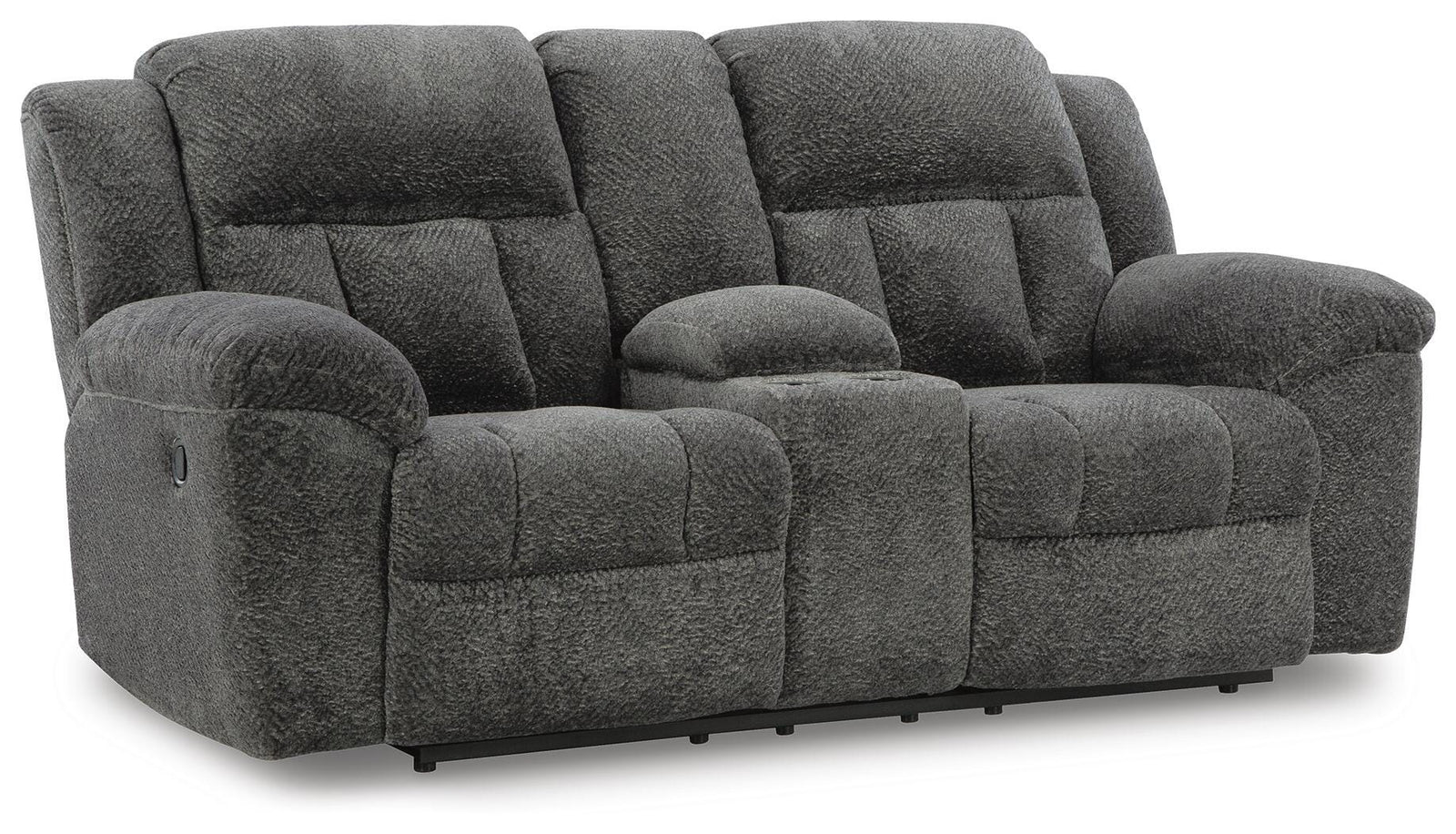 Frohn Reclining Loveseat with Console - Dark Gray (1)