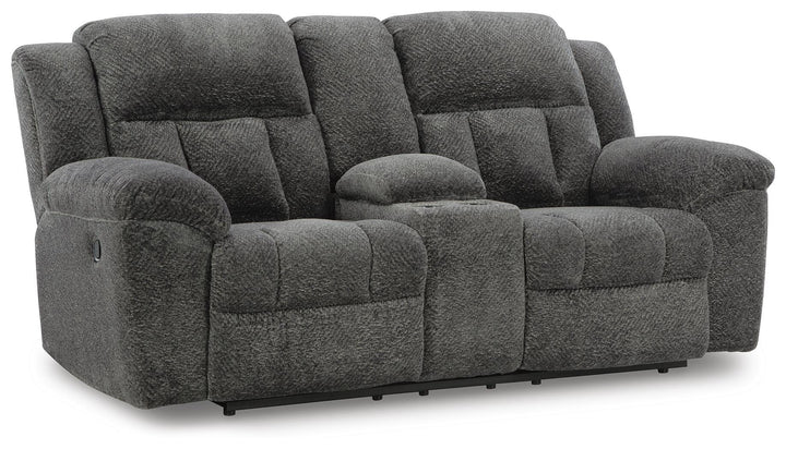 Frohn Reclining Loveseat with Console - Dark Gray (1)