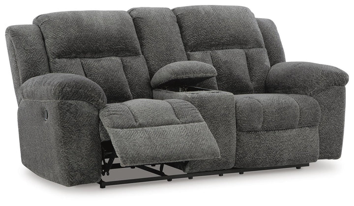 Frohn Reclining Loveseat with Console - Dark Gray (3)