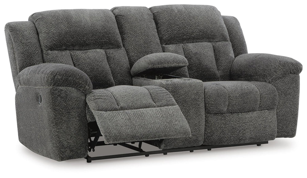 Frohn Reclining Loveseat with Console - Dark Gray (3)