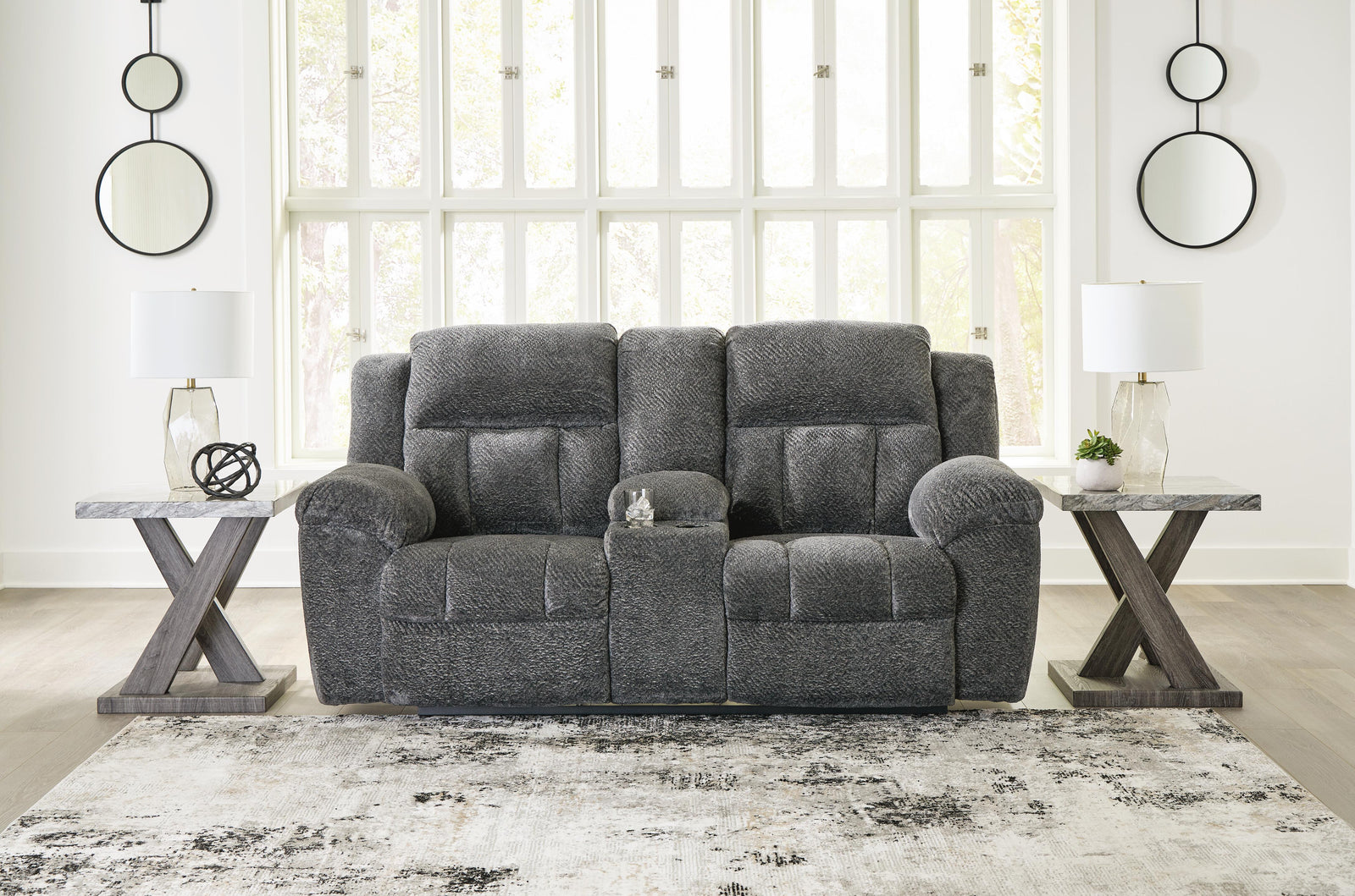 Frohn Reclining Loveseat with Console - Dark Gray (2)