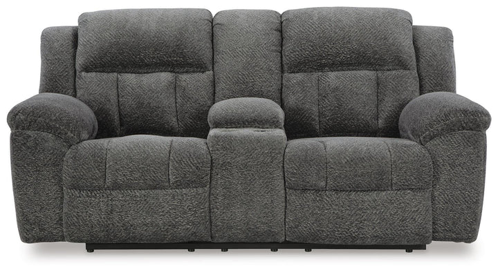 Frohn Reclining Loveseat with Console - Dark Gray (4)