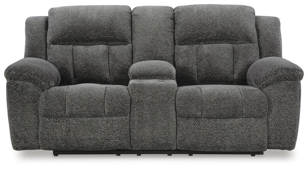 Frohn Reclining Loveseat with Console - Dark Gray (4)